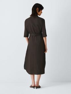 MM by MaxMara Tabella Pure Linen Shirt Dress, Dark Bown, Dark Bown