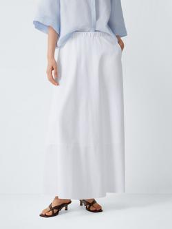 MM by MaxMara Elasticated Waist Cotton Midi Skirt, White, White