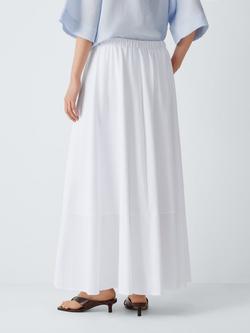 MM by MaxMara Elasticated Waist Cotton Midi Skirt, White - view 2, White