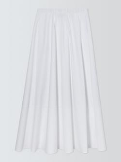 MM by MaxMara Elasticated Waist Cotton Midi Skirt, White, White