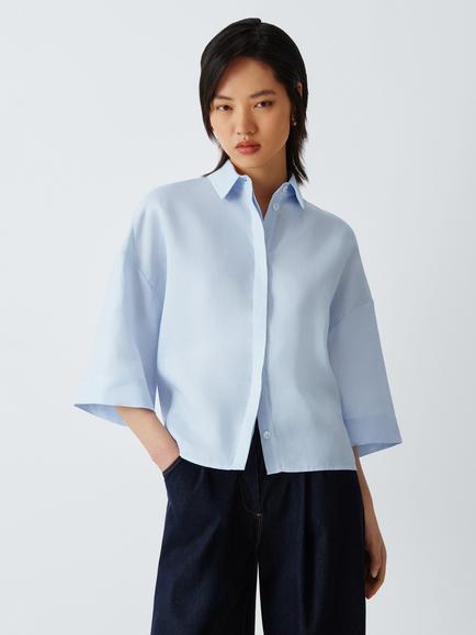 MM by MaxMara Rito Pure Linen Shirt, Sky Blue, Sky Blue