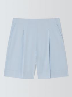 MM by MaxMara Pleat Front Cotton Shorts, Light Blue, Light Blue