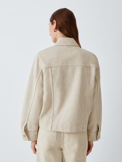 John Lewis Cropped Denim Jacket, Ecru - view 2, Ecru