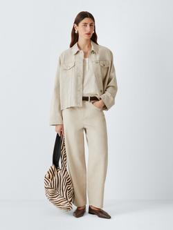 John Lewis Cropped Denim Jacket, Ecru, Ecru