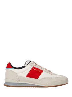 Paul Smith Dover Leather Blend Trainers, White/Red, White/Red