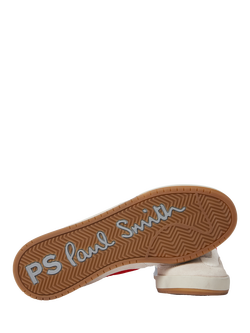 Paul Smith Dover Leather Blend Trainers, White/Red - view 2, White/Red