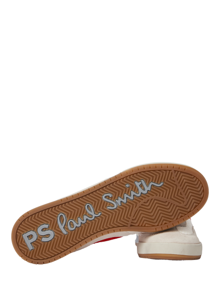 Paul Smith Dover Leather Blend Trainers, White/Red - view 2, White/Red