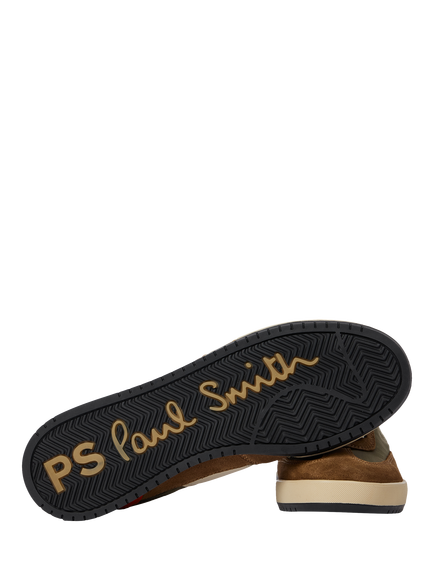 Paul Smith Dover Leather Blend Trainers, Khaki/Multi - view 2, Khaki/Multi