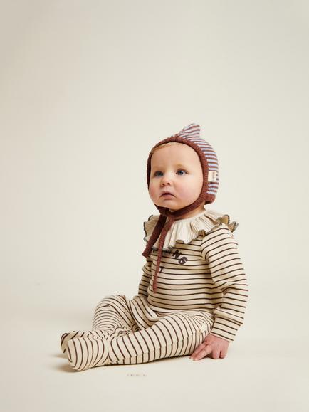 Claude & Co Baby Milking It Onesie Stripe Sleepsuit, Coco - view 2, Coco