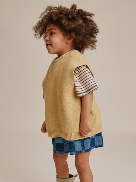 Claude & Co Kids' Noa Yolk Knitted Vest, Mustard, Mustard