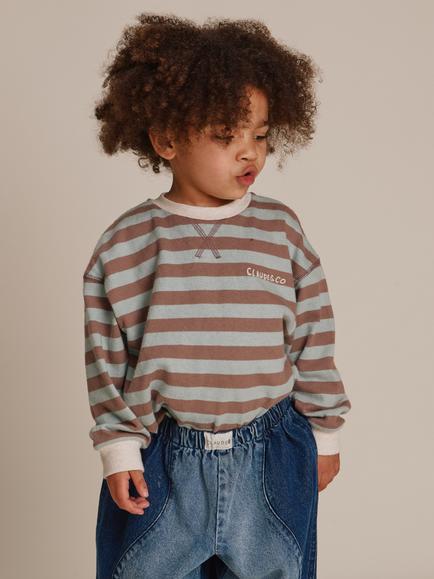 Claude & Co Kids' Rue Puddle Striped Long Sleeve T-Shirt, Chocolate, Chocolate