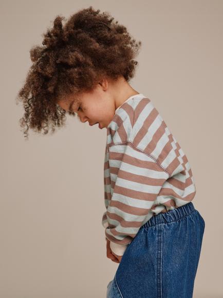 Claude & Co Kids' Rue Puddle Striped Long Sleeve T-Shirt, Chocolate - view 2, Chocolate