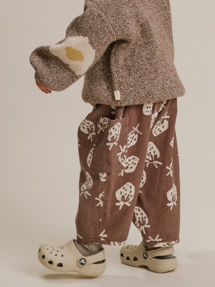 Claude & Co Kids' Emerson Strawberry Print Trousers, Chocolate - view 2, Chocolate