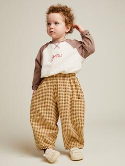 Claude & Co Kids' Emerson Gingham Trousers, Ochre, Ochre