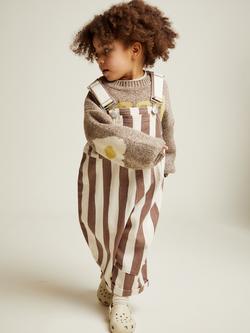 Claude & Co Kids' Blythe Striped Dungarees, Chocolate, Chocolate