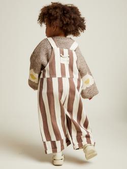 Claude & Co Kids' Blythe Striped Dungarees, Chocolate - view 2, Chocolate