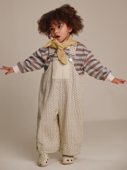 Claude & Co Kids' Blythe Radish Stripe Dungarees, Cream, Cream