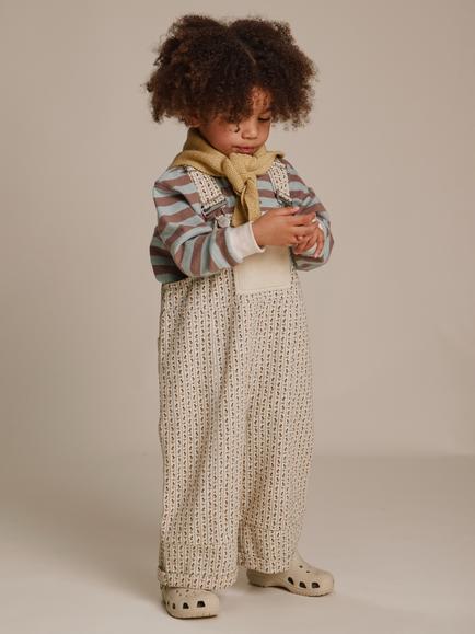Claude & Co Kids' Blythe Radish Stripe Dungarees, Cream - view 2, Cream
