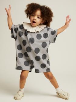 Claude & Co Kids' Polka Dot Spot Short Romper, Grey Marl, Grey Marl