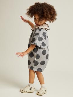 Claude & Co Kids' Polka Dot Spot Short Romper, Grey Marl - view 2, Grey Marl