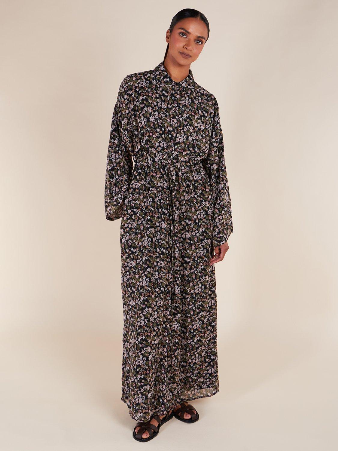 Product image 1 of 6, which shows Aab Pastel Camouflage Maxi Dress, Black/Multi, S Reg