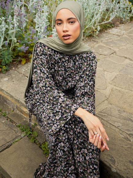 Aab Pastel Camouflage Maxi Dress, Black/Multi - view 2, Black/Multi
