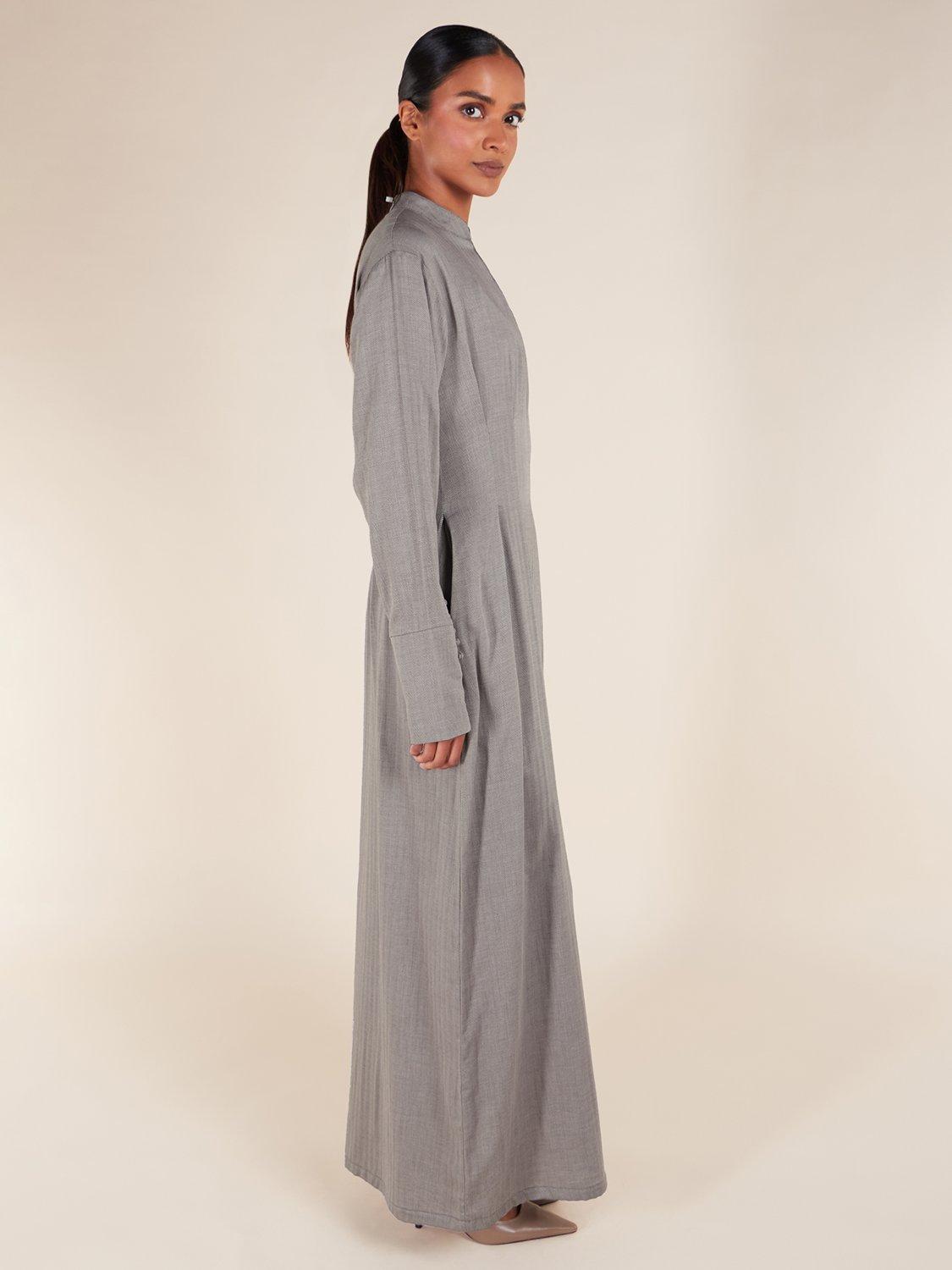 Product image 2 of 4, which shows Aab Tweed Style Maxi Dress, Light Grey, S Reg