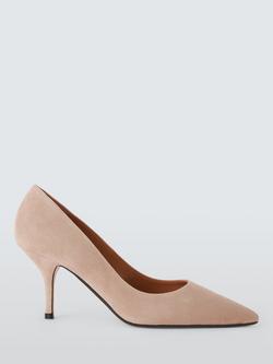 John Lewis Adrianna Suede Pointed Toe Stiletto Heel Court Shoe, Blush, Blush