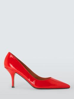 John Lewis Adrianna Leather Pointed Toe Stiletto Heel Court Shoes, Poppy Red, Poppy Red