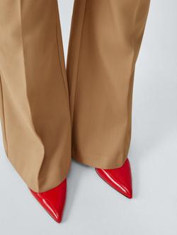 John Lewis Adrianna Leather Pointed Toe Stiletto Heel Court Shoes, Poppy Red - view 2, Poppy Red