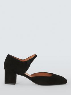 John Lewis Cabaret Suede Two Part Mary Jane Court Shoes, Black, Black