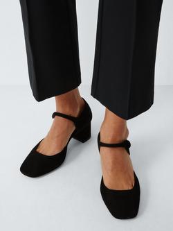 John Lewis Cabaret Suede Two Part Mary Jane Court Shoes, Black - view 2, Black