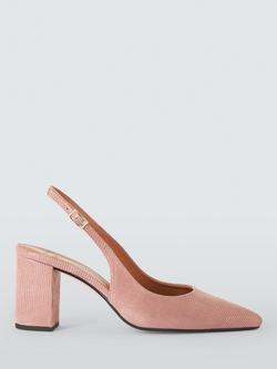 John Lewis Cinnamon Leather Block Heel Slingback Court Shoes, Rosa, Rosa