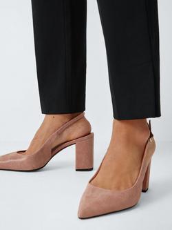 John Lewis Cinnamon Leather Block Heel Slingback Court Shoes, Rosa - view 2, Rosa