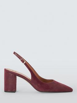 John Lewis Cinnamon Suede Block Heel Slingback Court Shoes, Rioja, Rioja