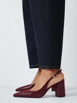 John Lewis Cinnamon Suede Block Heel Slingback Court Shoes, Rioja - view 2, Rioja