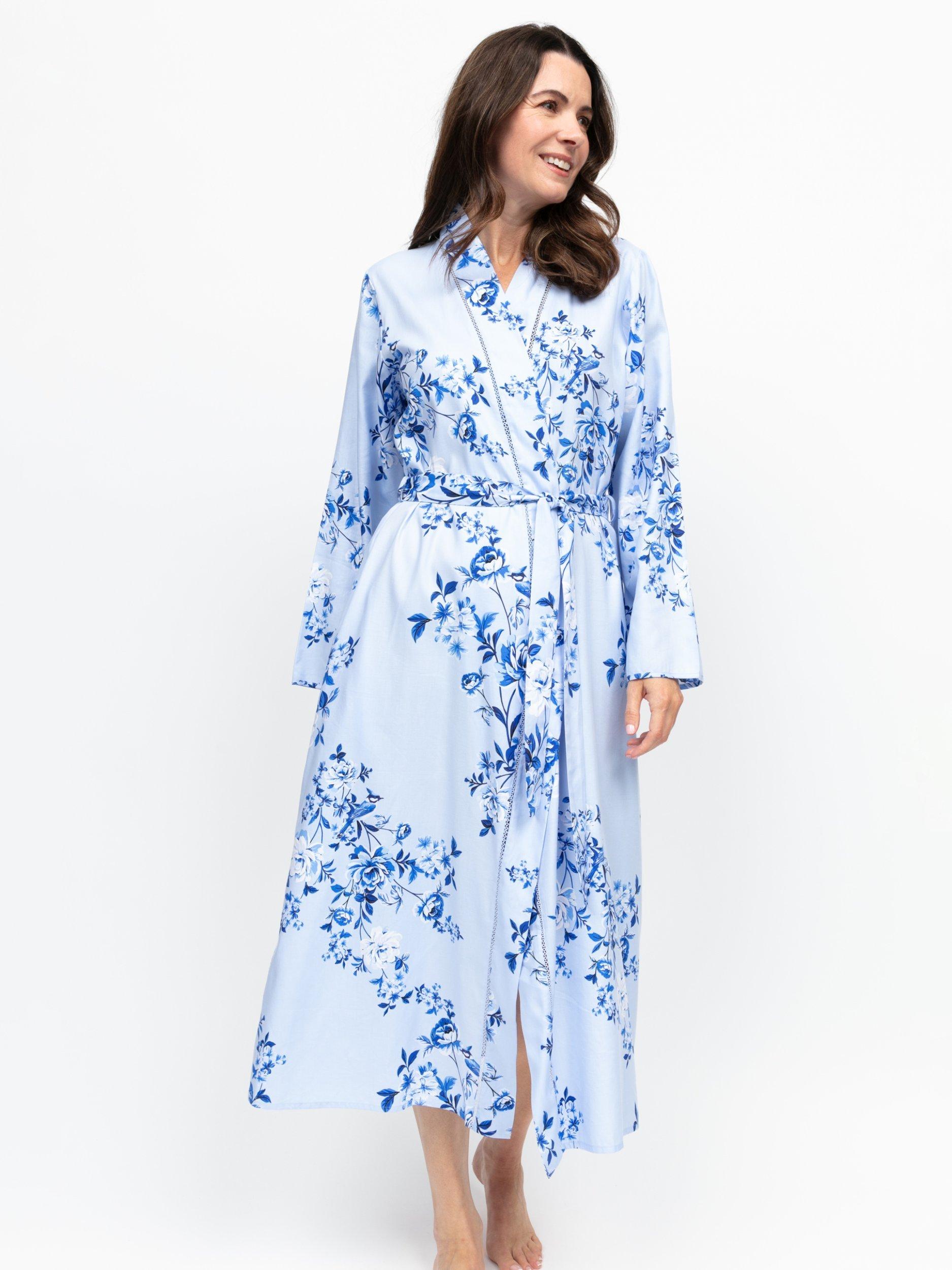 blue floral dressing gown Lavender Polka Dot Ruffle Dress main image 1