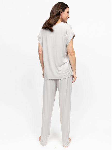 Nora Rose by Cyberjammies Willow Cap Sleeve Long Pyjama Set, Willow Grey - view 2, Willow Grey