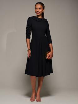 Jolie Moi Roll Neck Flared Dress, Black, Black
