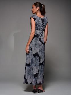 Jolie Moi Abstract Sleeveless Slash Neck Mesh Maxi Dress - view 2, Black Abstract