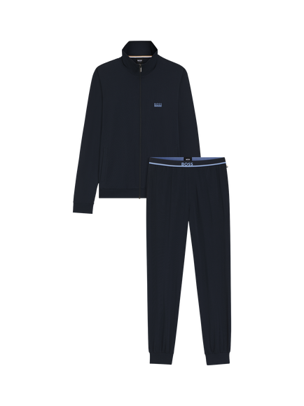 BOSS Stretch Cotton Zip Top Lounge Set, Dark Blue - view 2, Dark Blue