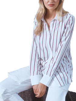 Hay Life Bakehouse Boyfriend Striped Shirt, White/Purple, White/Purple