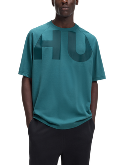 BOSS Cotton Regular Fit Short Sleeve Logo T-Shirt, Turquoise/Aqua, Turquoise/Aqua