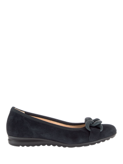 Gabor Sabia Wide Fit Suede Pumps, Dark Blue, Dark Blue