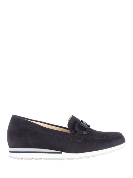 Gabor Baby Wide Fit Suede Loafers, Dark Blue, Dark Blue