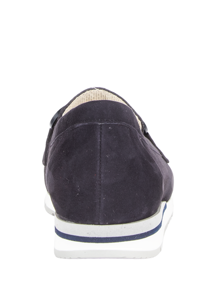 Gabor Baby Wide Fit Suede Loafers, Dark Blue - view 2, Dark Blue