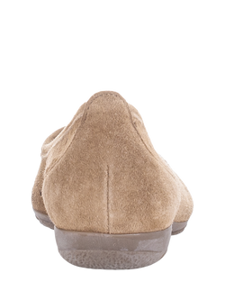 Gabor Ruffle Punch Hole Suede Ballerina Pumps, Peanut - view 2, Peanut