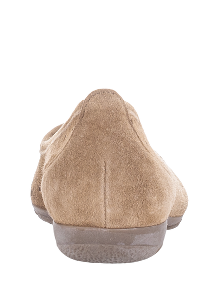 Gabor Ruffle Punch Hole Suede Ballerina Pumps - view 2, Peanut