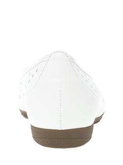 Gabor Ruffle Punch Hole Leather Ballerina Pumps, White - view 2, White