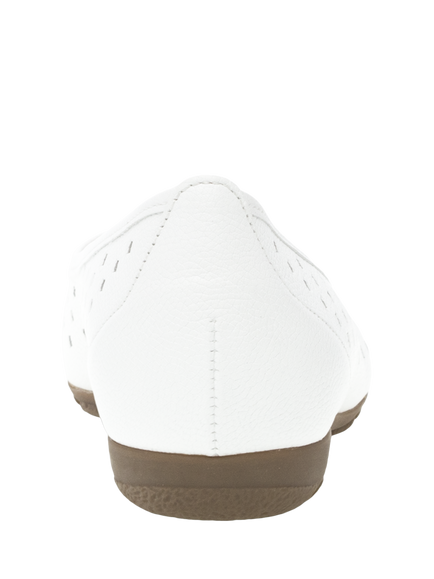 Gabor Ruffle Punch Hole Leather Ballerina Pumps, White - view 2, White